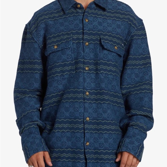BILLABONG Men's OFFSHORE JACQUARD Flannel Shirt - DKB - Medium - NWT - Picture 1 of 7